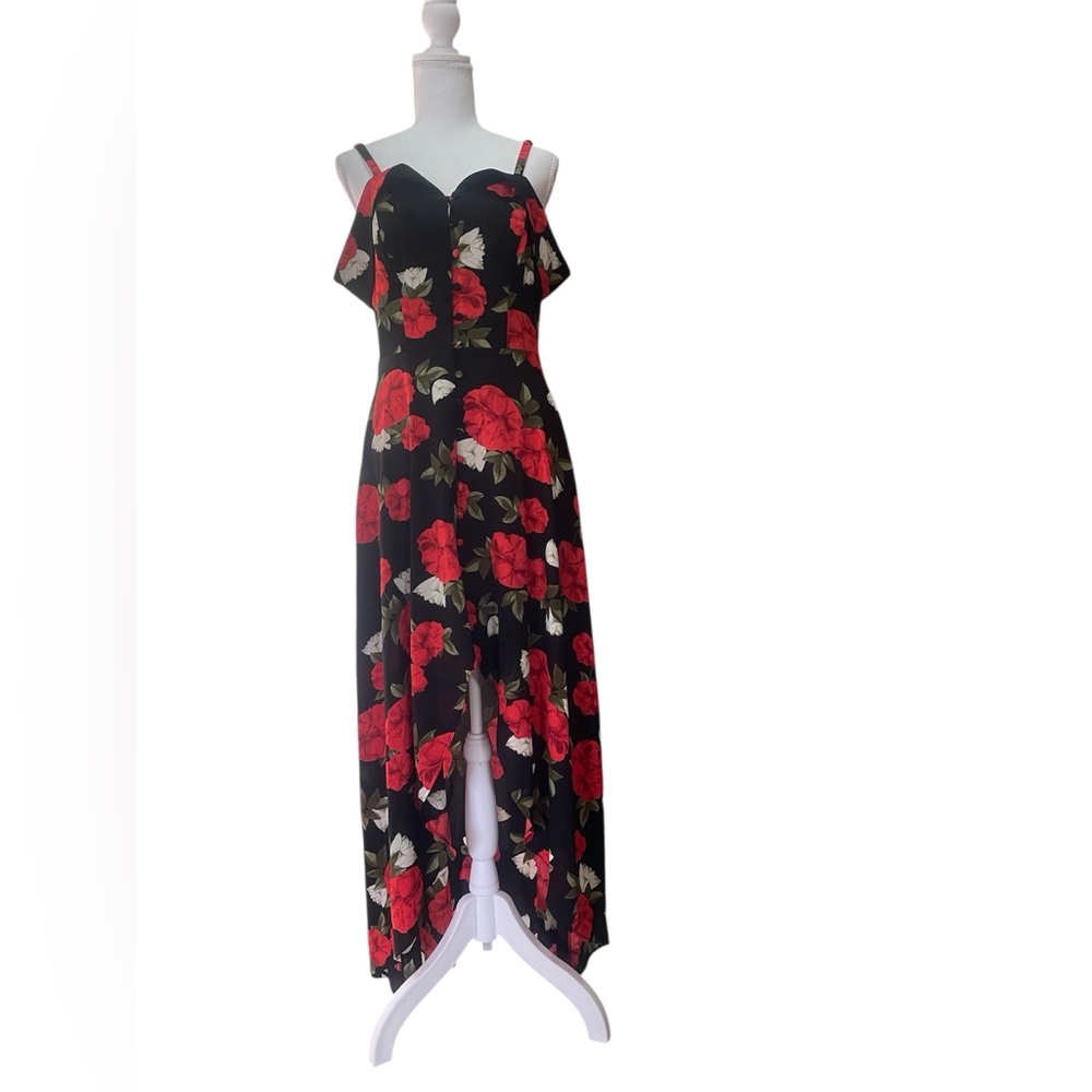 Premier Amuor, Floral Black and Red Women's Dress